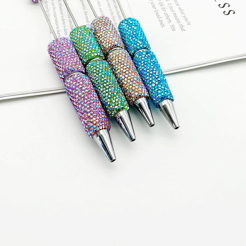 Wholesale  beadable pens DIY electroplated colorful diamond bead pen