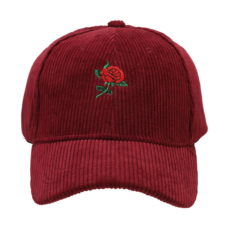 Wholesale rose embroidered baseball spring outdoor travel Sun-proof peaked cap