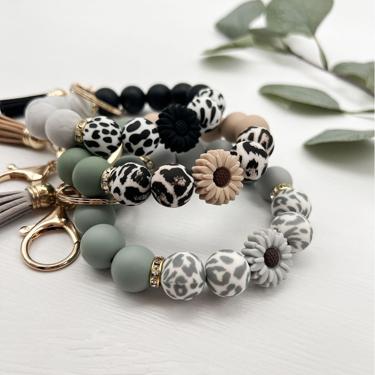 Wholesale  Silicone Bead Bracelet Keychain