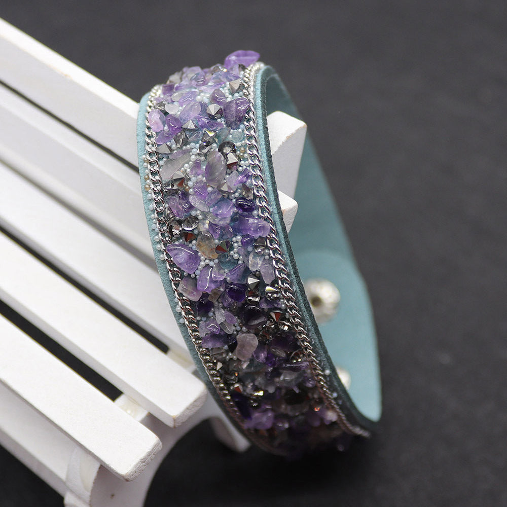 Brazalete de grava con incrustaciones de cuero al por mayor