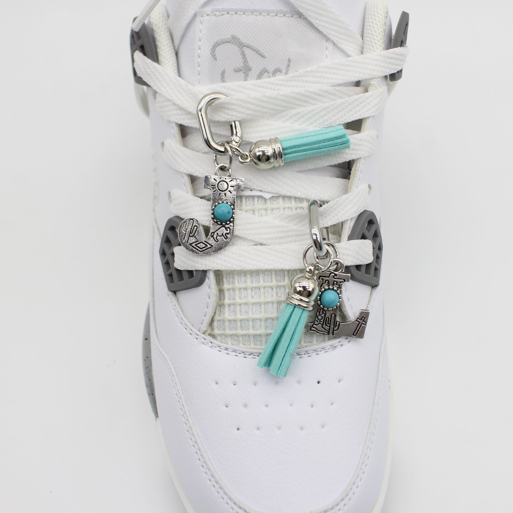 Wholesale ethnic style turquoise 26 letter tassel pendant