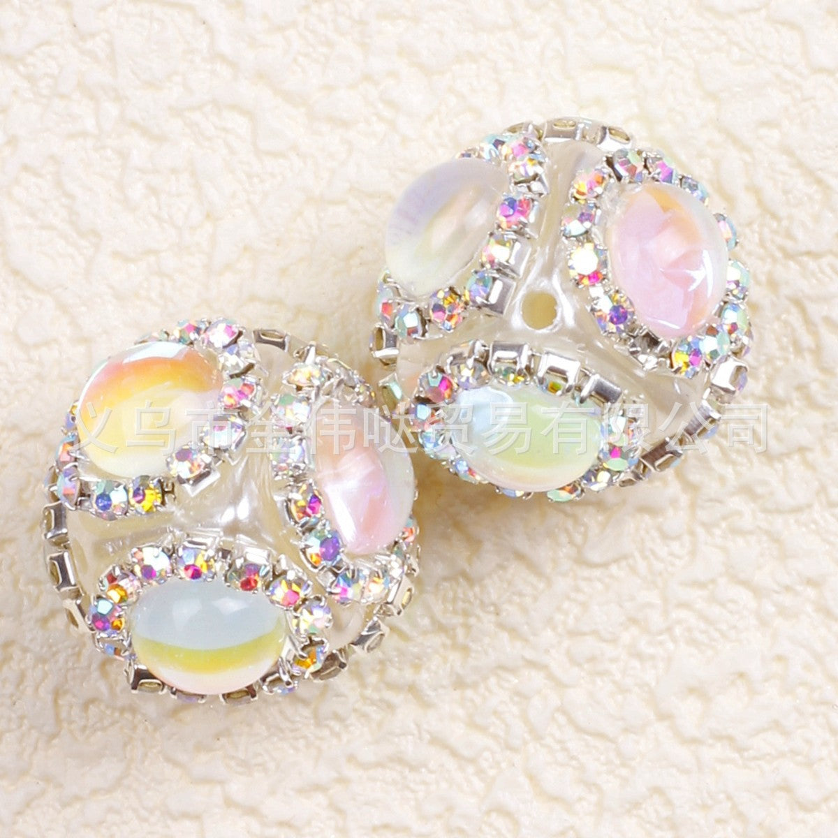 Wholesale 10pcs Acrylic Oblique Hole Six Sided Cat's Eye Diamond Beads