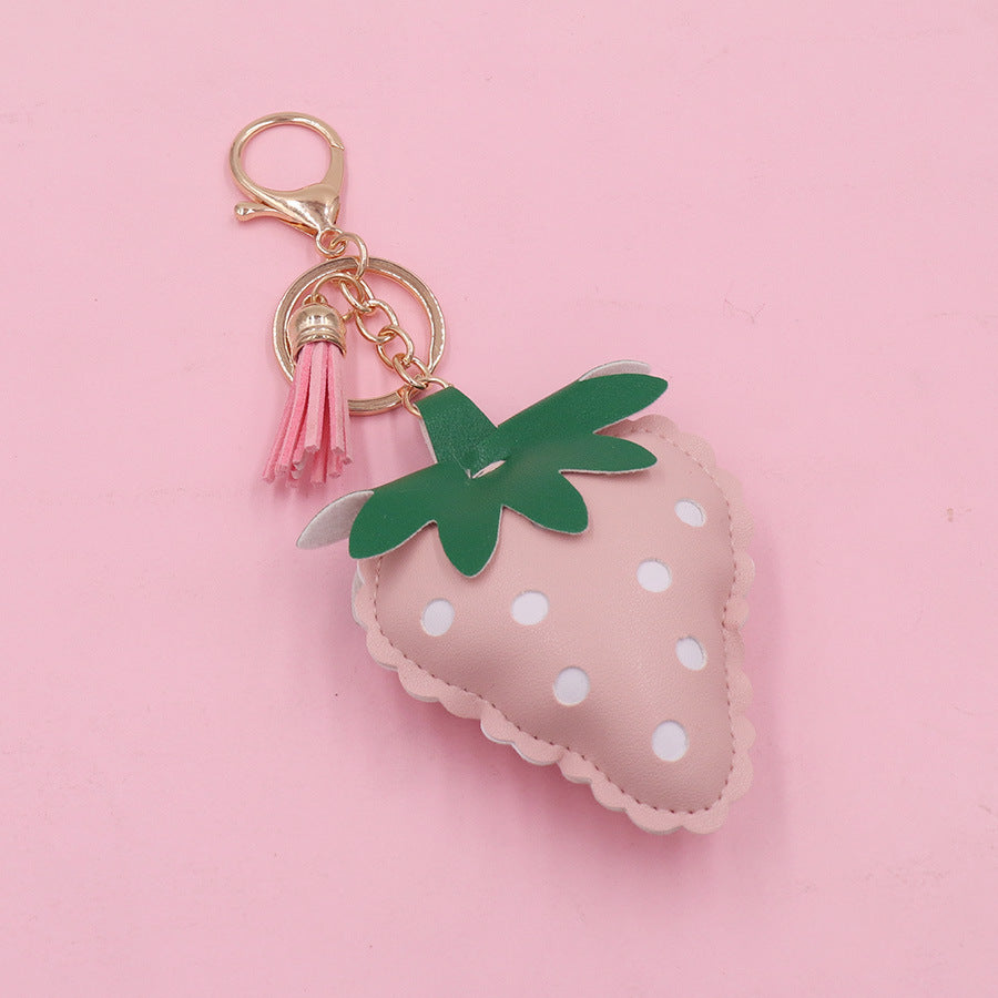 Wholesale Strawberry Leather Keychains