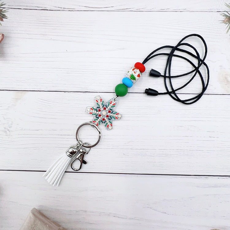 Wholesale Christmas Silicone Beaded Strap Keychain Split Strap Necklace