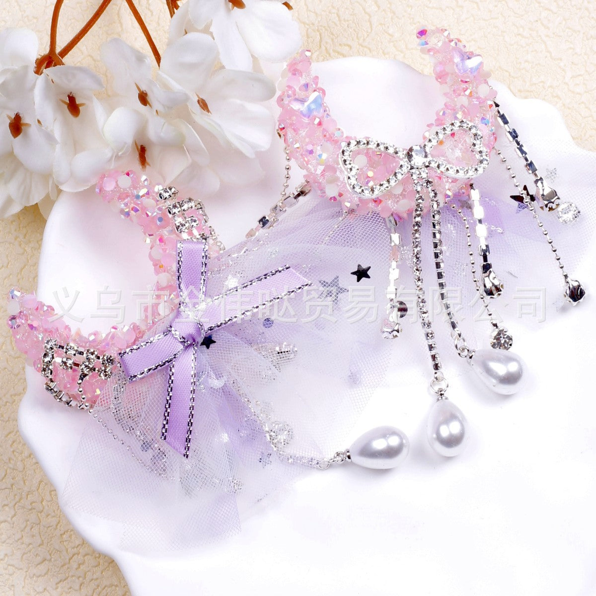 Wholesale 10pcs Moon Heavy Industry Beads Tassel Bow Beads