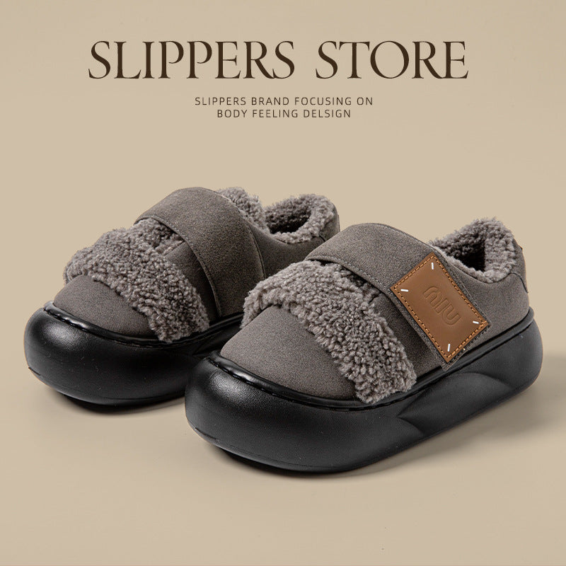 Wholesale Velcro Platform Bag Heel Indoor Home Insulated Plush Shoes