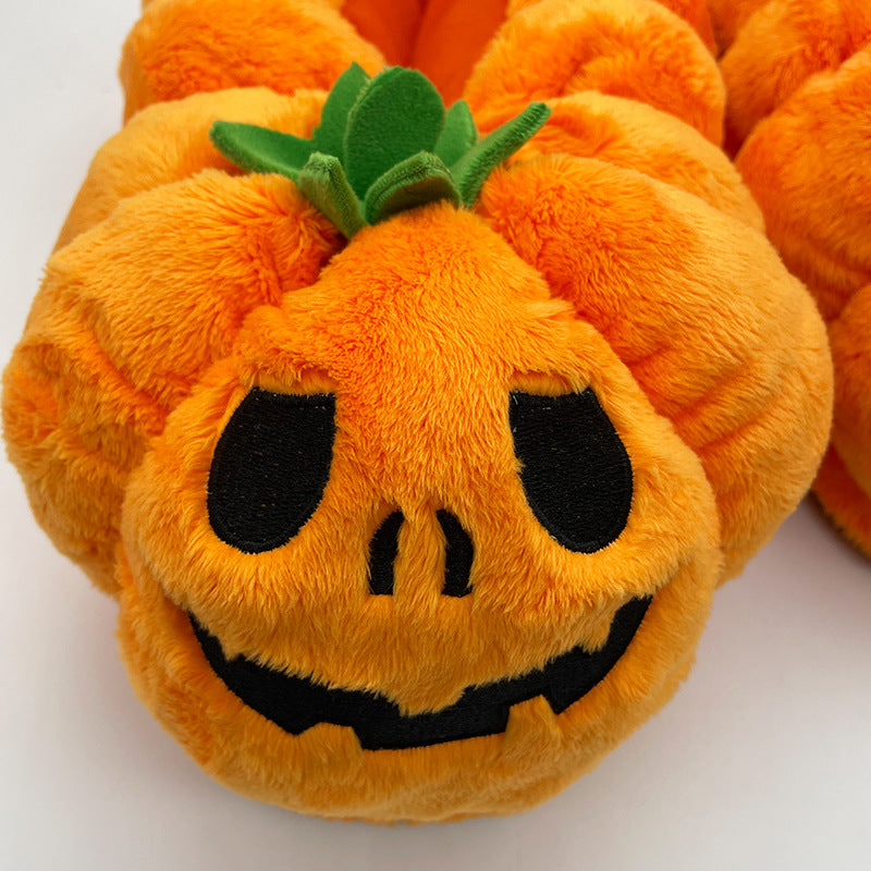 Wholesale Halloween Pumpkin Slippers Funny Pumpkin Plush Slippers