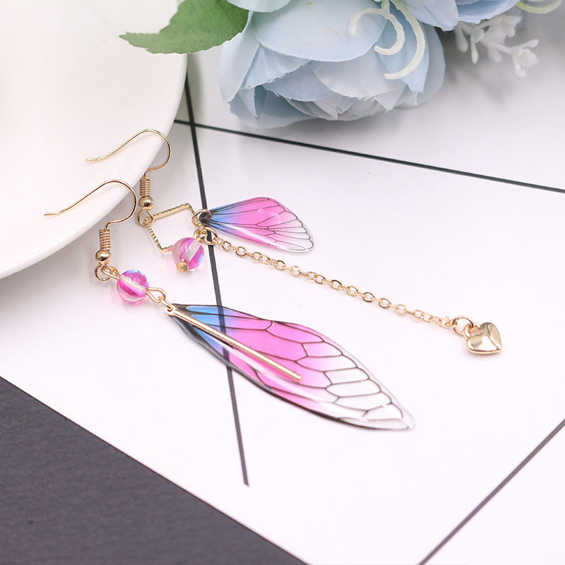 Wholesale Simulation Cicada Wing Long Tassel Earrings
