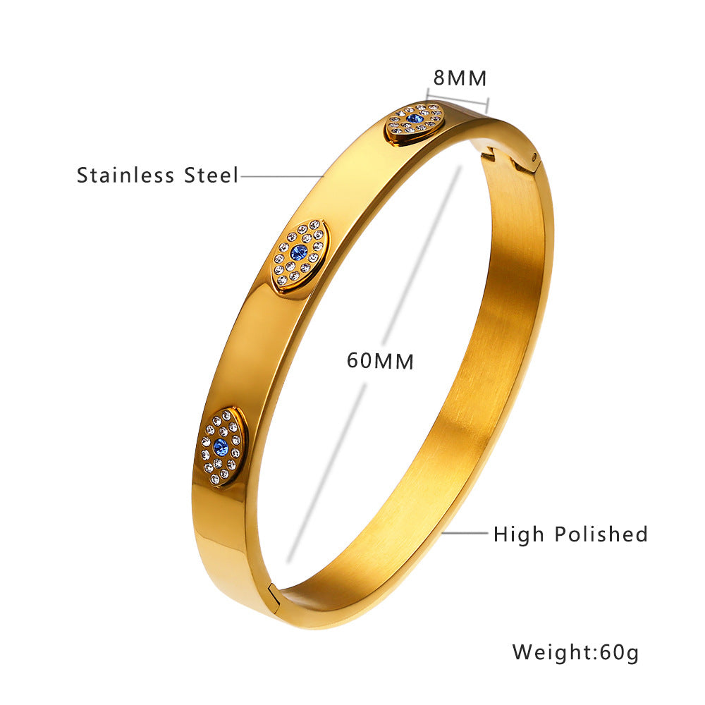 Wholesale Titanium Steel 18k Gold Plated Diamond Bracelet