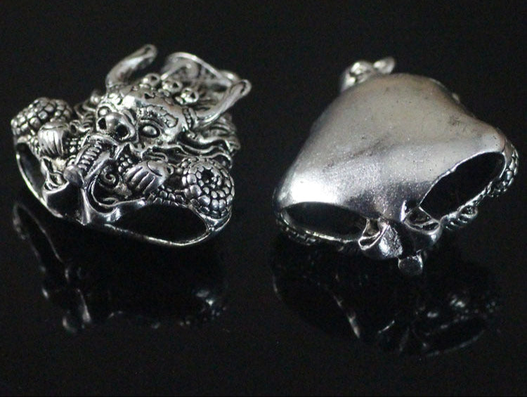 Wholesale Tibetan silver wolf dog tooth dragon head double braces necklace pendant