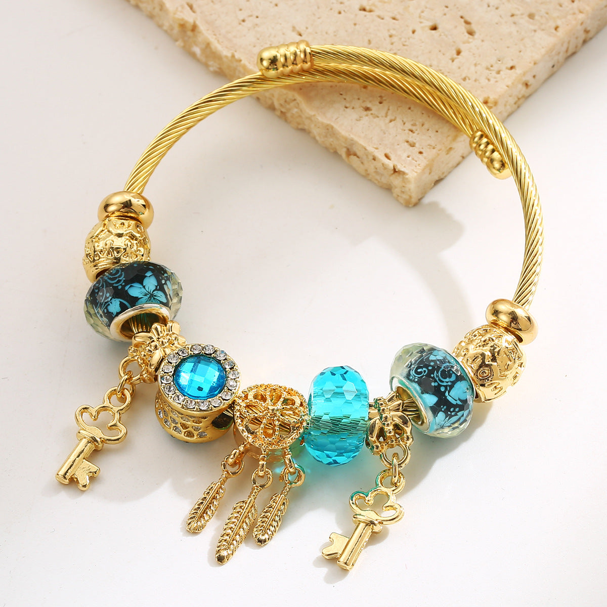 Wholesale key pendant stainless steel adjustable bracelet