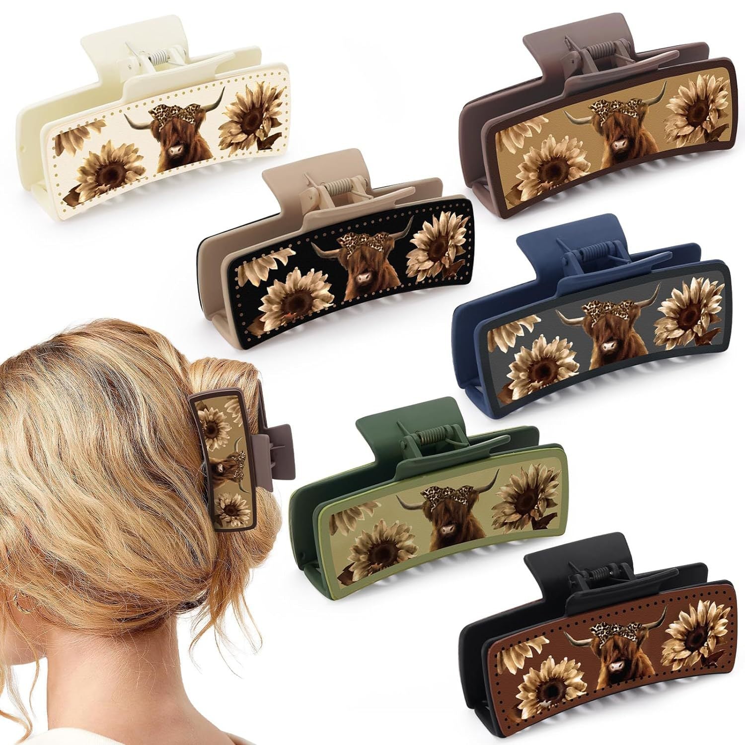 Wholesale Fengpin Leather Pu Multi-Color Bull Head Square Hair Clip