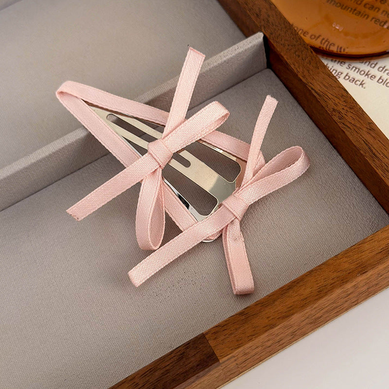 Wholesale Colorful Fabric Ballet Style Ribbon Bow Triangle BB Hair Clip