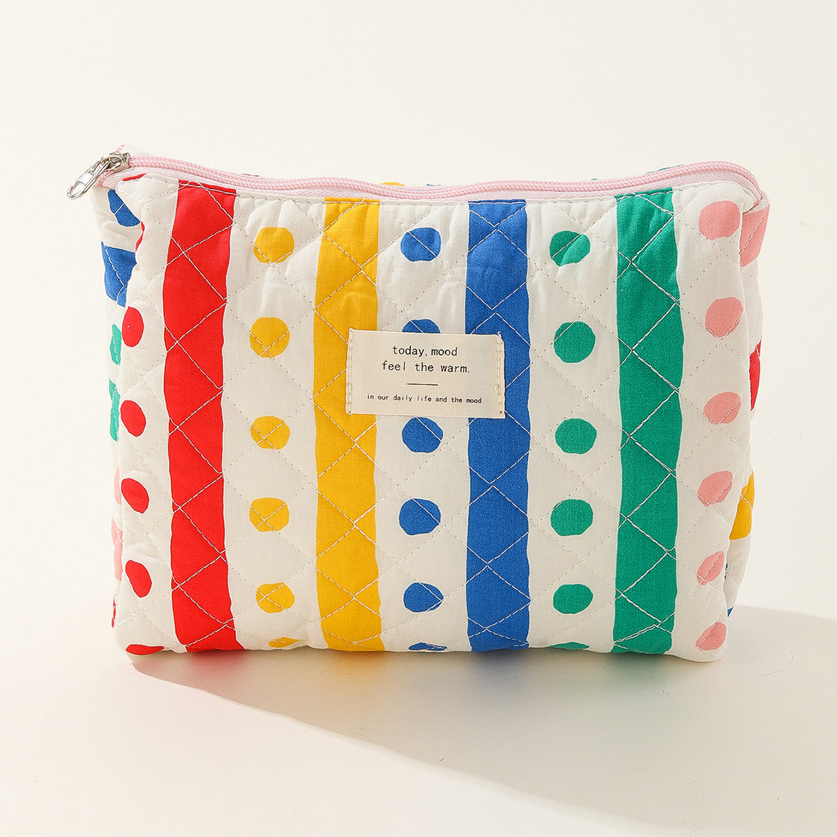 Wholesale Medium Large Capacity Striped Polka Dot Cotton Cute Flower Cosmetic Bag