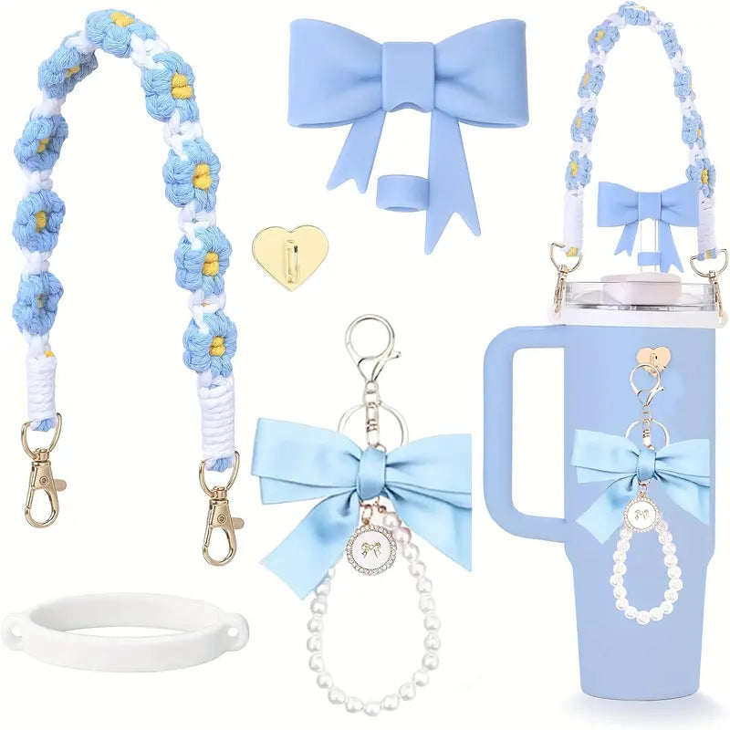 Wholesale Braided Handle Rope Bowknot Keychain Pendant Water Cup Decoration