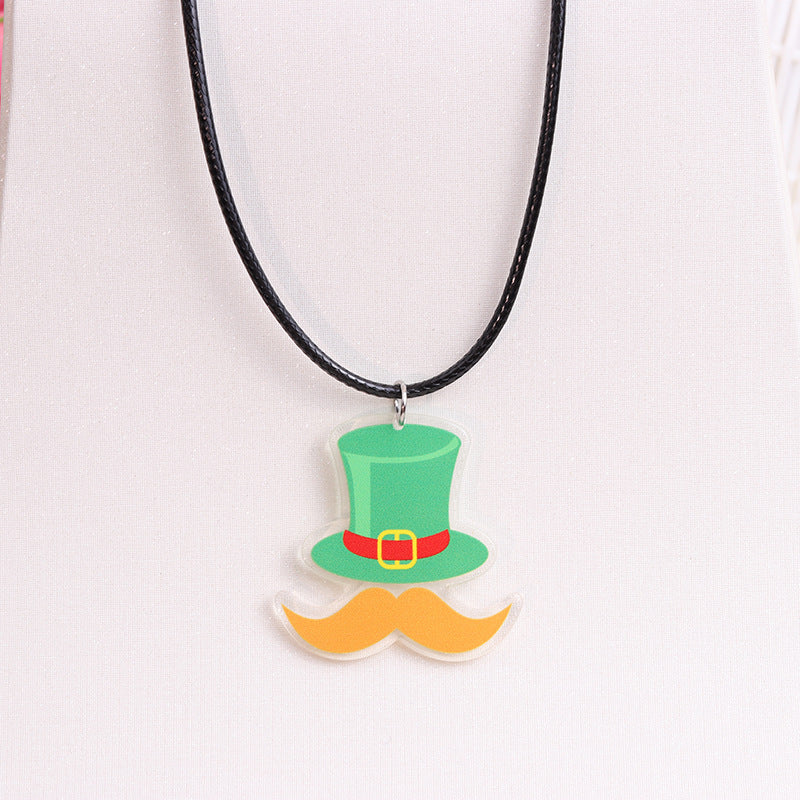 Wholesale St. Patrick's Day Beer Shamrock Rainbow Hat Pipe Necklace