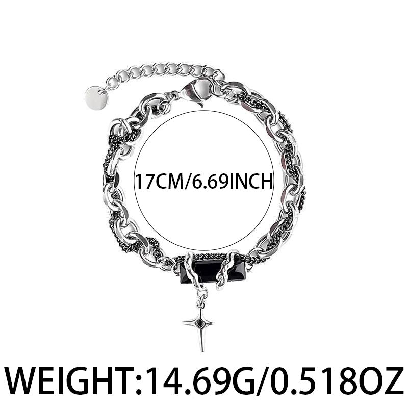 Wholesale Titanium Steel Black Diamond Star Wrap Bracelet