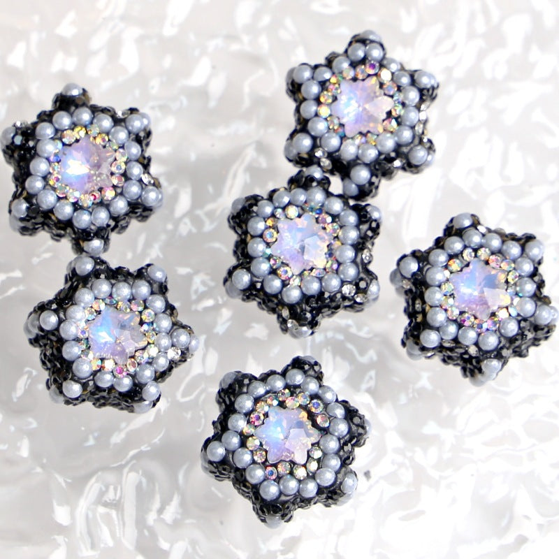 Wholesale Snowflake Diamond Ball with Straight Hole Ceramic Mud Beads