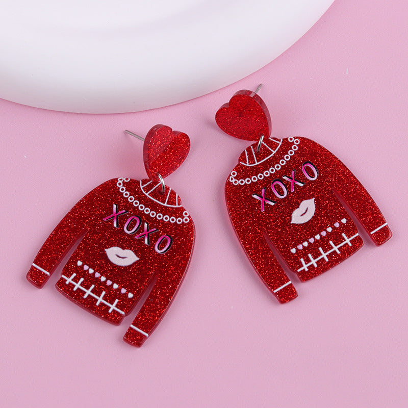 Wholesale Valentine's Day Tassel Balloon Love Acrylic Print Simple Fashion Earrings