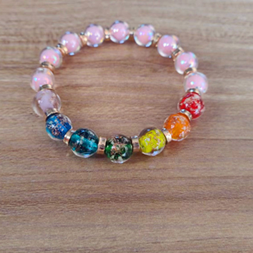 Wholesale Candy Colorful Rainbow Luminous Glass Bracelet