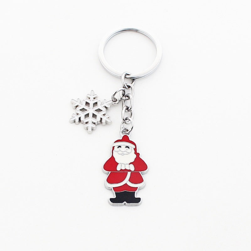 Wholesale Christmas Santa Claus Christmas Hat Drop Oil Zinc Alloy Keychain
