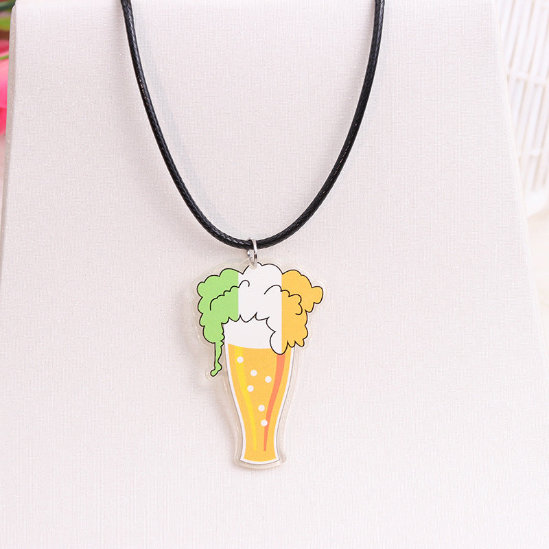 Wholesale St. Patrick's Day Beer Shamrock Rainbow Hat Pipe Necklace