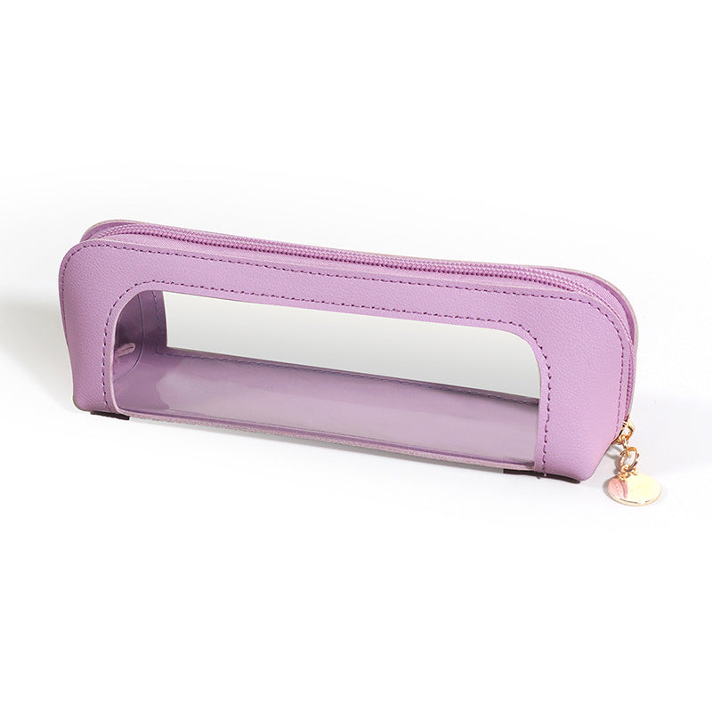 Wholesale Leather transparent large capacity pencil case