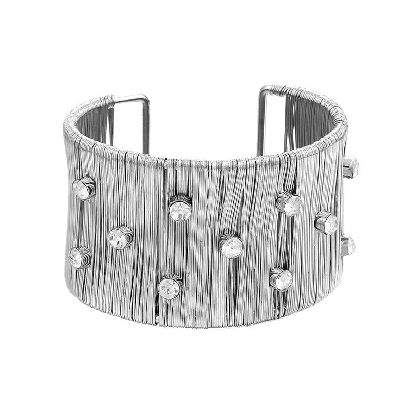 Wholesale Exaggerated Punk Diamond Open Bracelet
