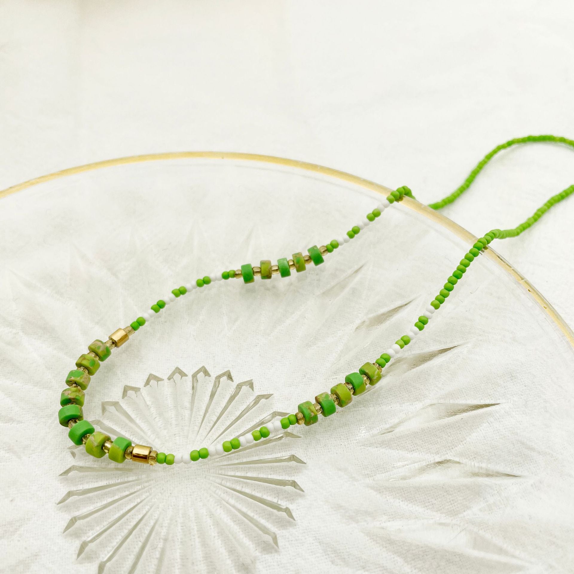 Wholesale Green Crystal Beaded Acrylic Necklaces
