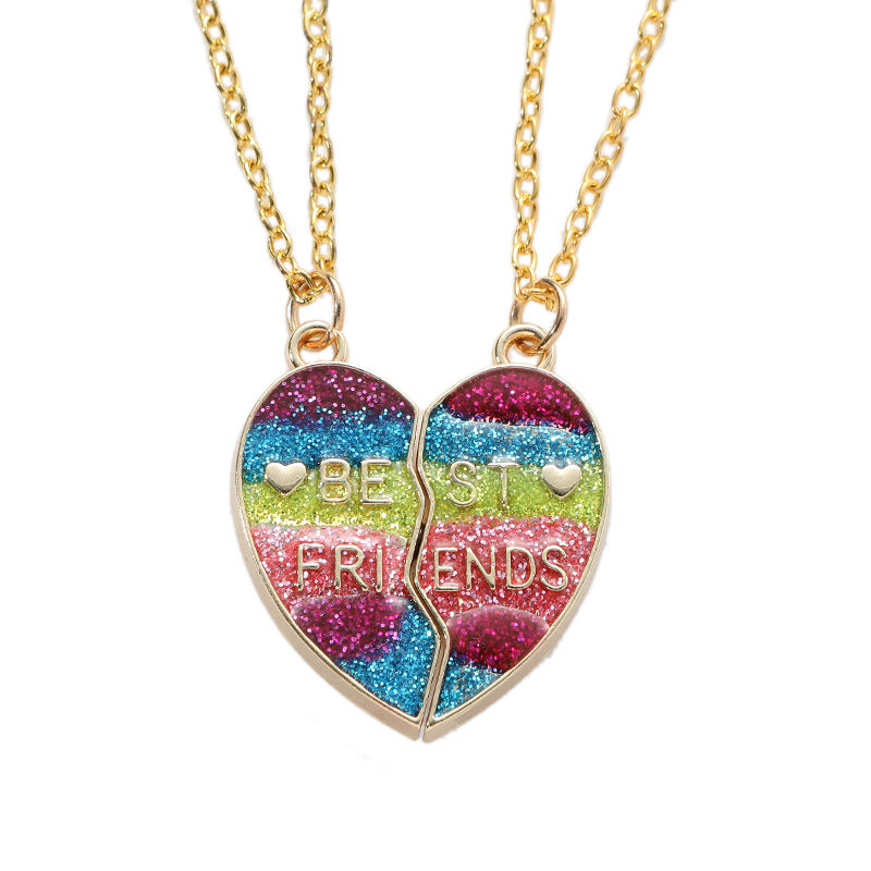 Wholesale Engraved Magnetic Gradually Changing Color Heart Necklaces