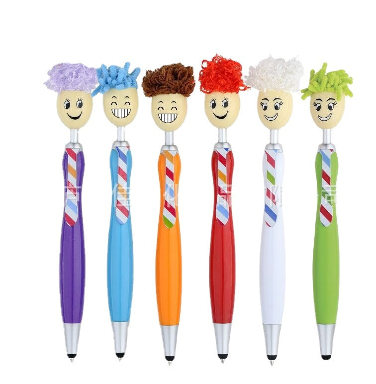 Wholesale Cartoon Plush Doll Mops, Smiling Face, Three in One Touch Ballpoint Pen