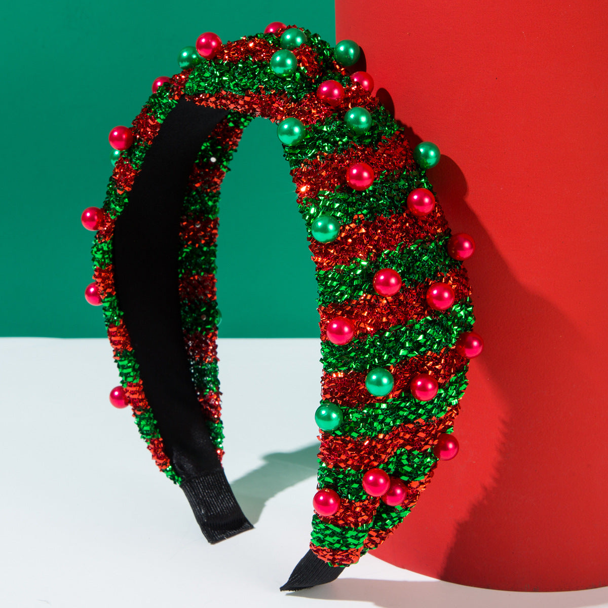Wholesale Popular Christmas Party Fashion Striped Pearl Temperament Headband