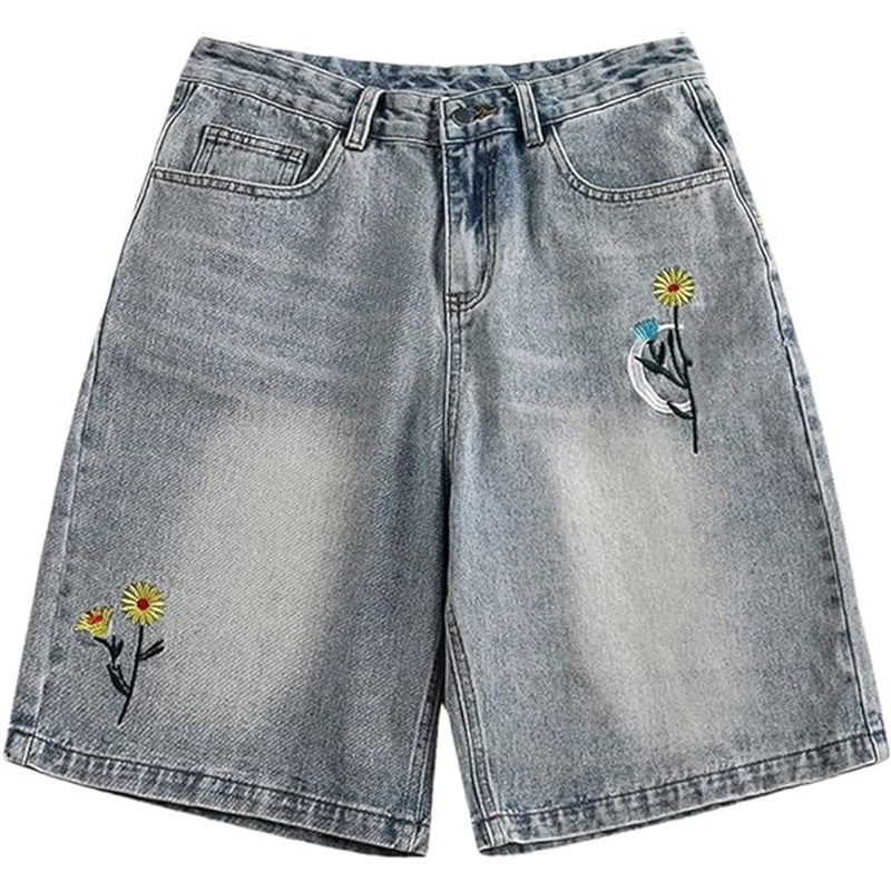 Wholesale High Waist Denim Loose Jeans Casual Wide Leg Shorts Women