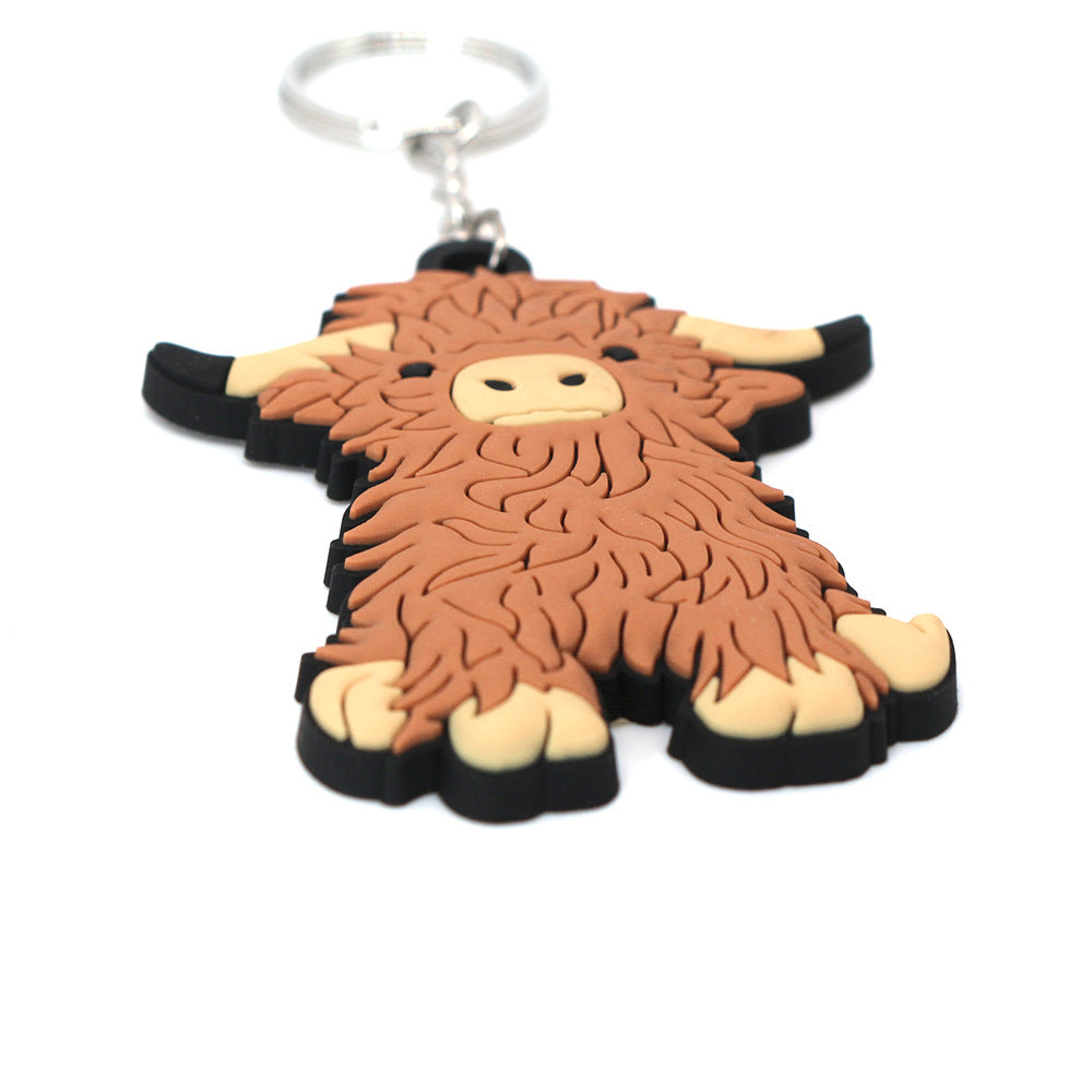 Wholesale Highland Cow Key Accessories Highland Cow PVC Keychain
