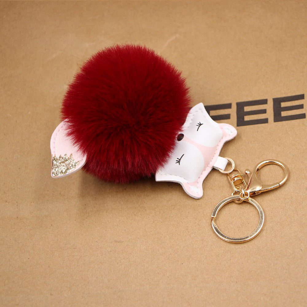 Wholesale Fox Pu Leather Plush Bag Keychain