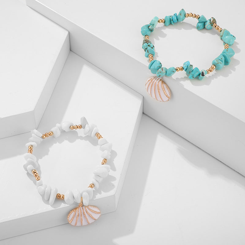 Wholesale Irregular Shell Double Layer Feet Chains