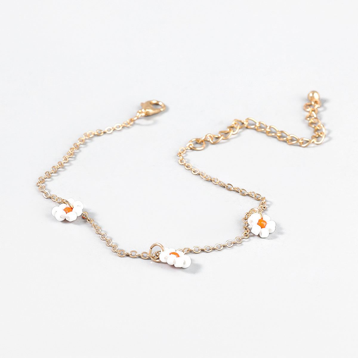 Wholesale Rice Beads Weaving Simple Flower Alloy Bracelet