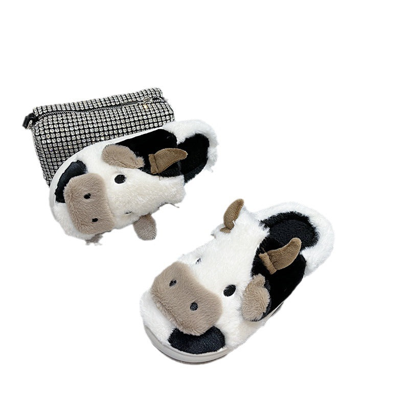 Wholesale New Winter Cute Cow Plush Cartoon Slippers