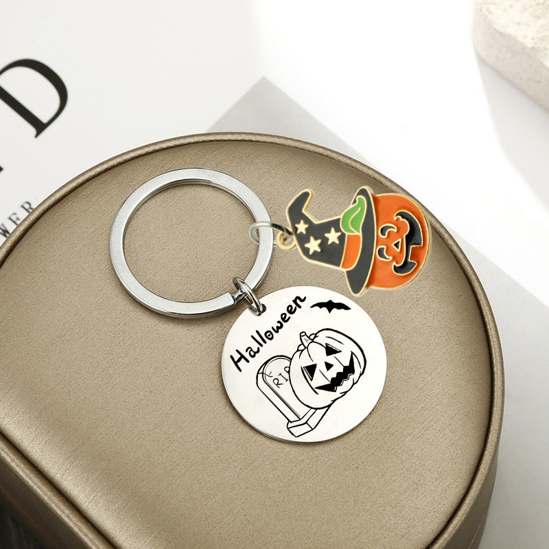 Wholesale New Halloween Stainless Steel Pumpkin Keychain