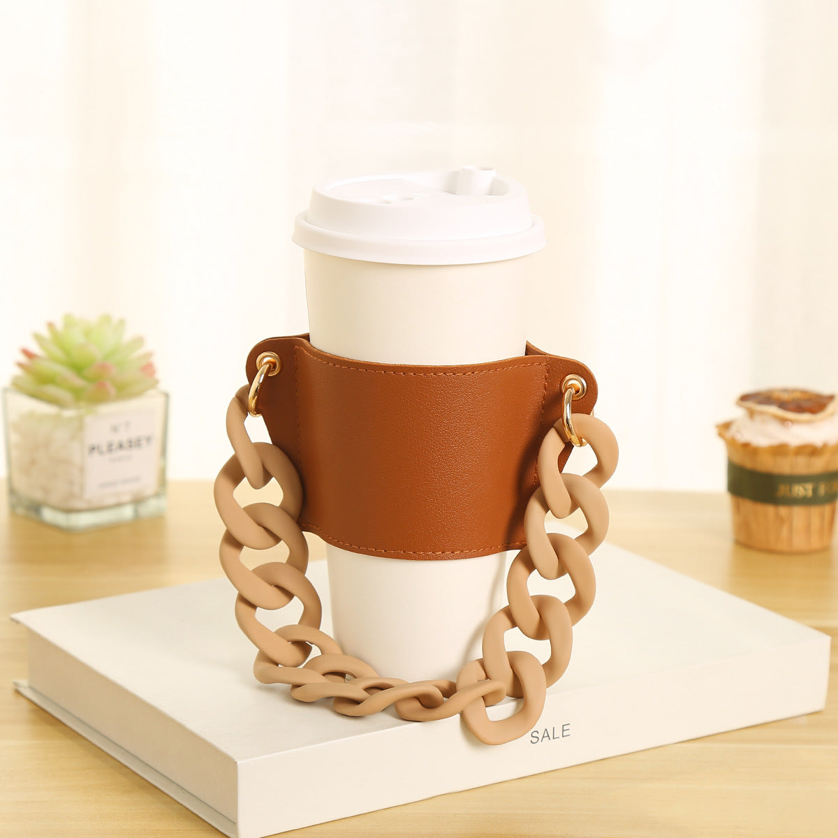 Wholesale PU Bracelet Leather Portable Milk Tea Cup Cover