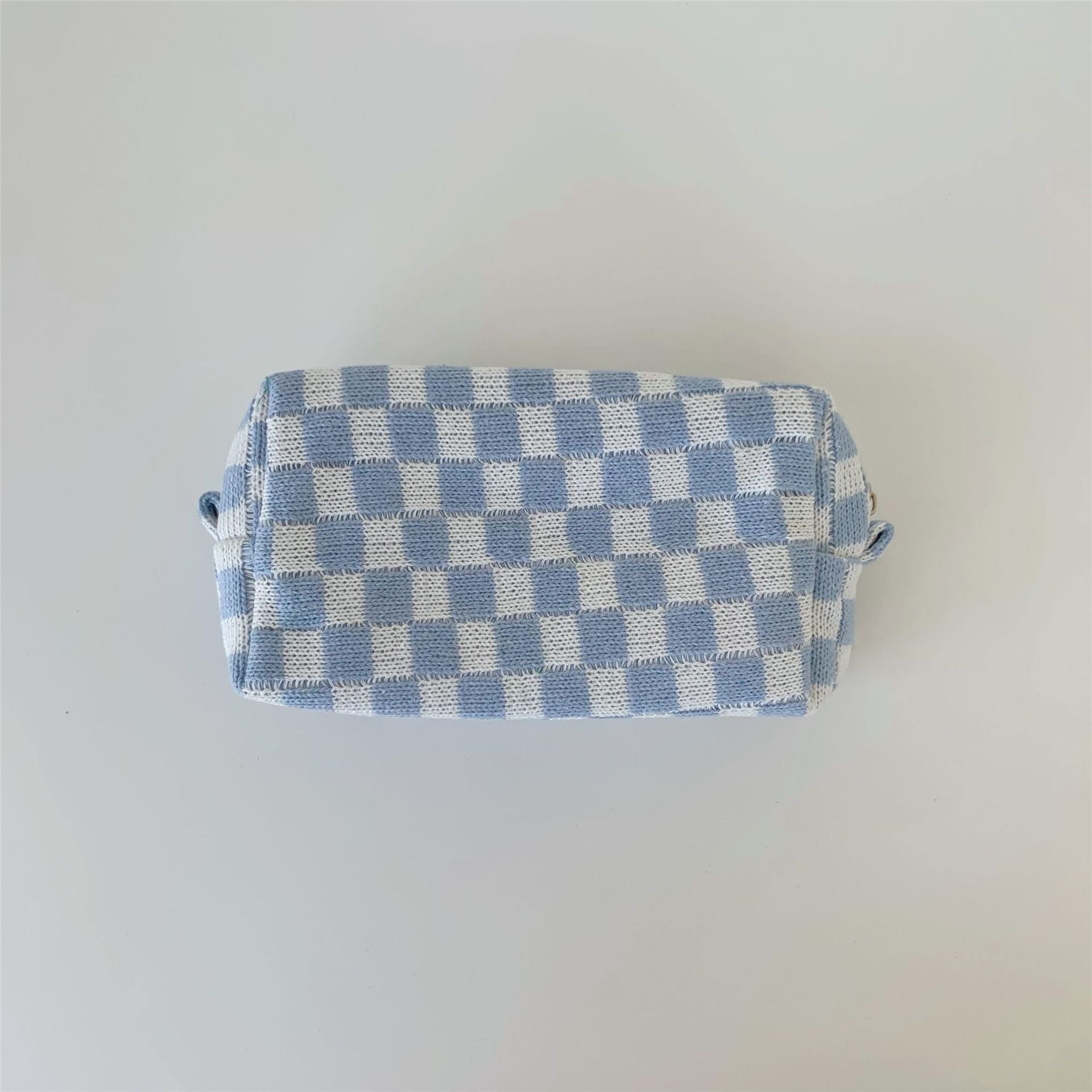 Wholesale Wool Checkerboard Knitted Storage Bag Large Capacity Toiletry Bag