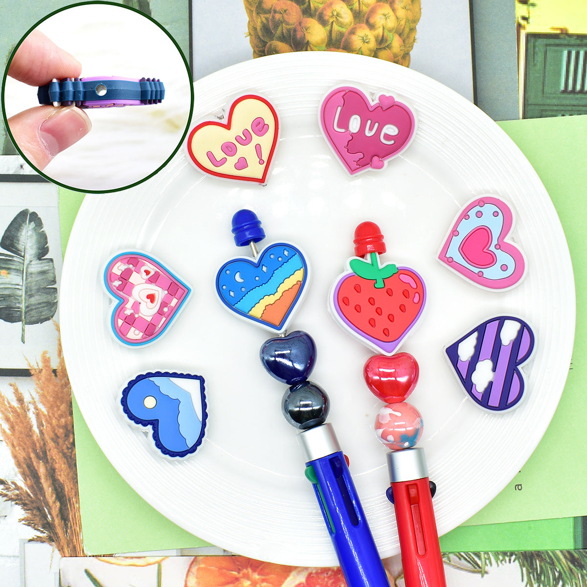 Wholesale  Random 100pcs/pack  Heart-shaped soft rubber beads
