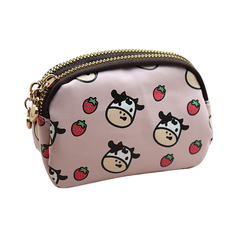 Wholesale Cute Cow Mini PVC Double Zipper Zero Wallet