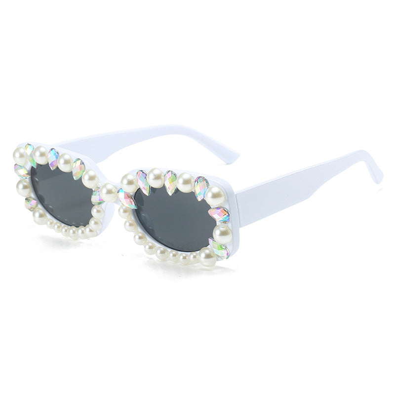 Wholesale Pearl Personalized Diamond Square Sunglasses