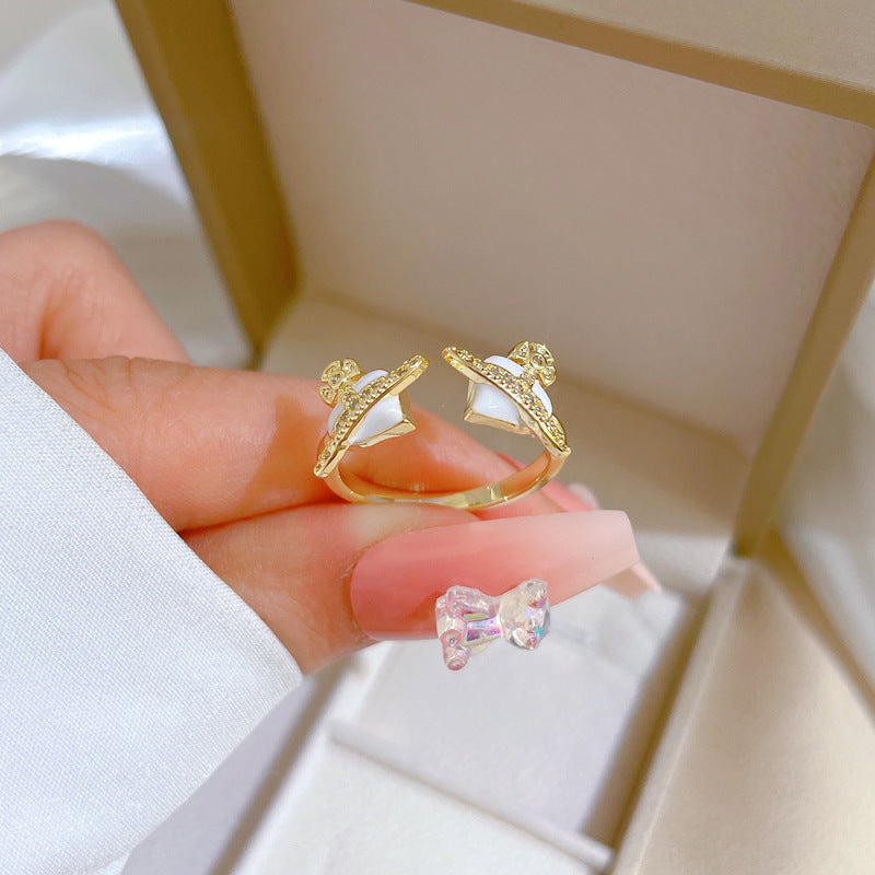 Wholesale Brass Gold Plated Heart Oil Drip Zircon Ring