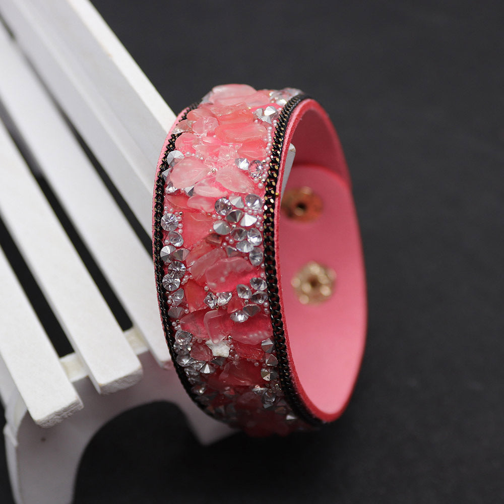 Brazalete de grava con incrustaciones de cuero al por mayor