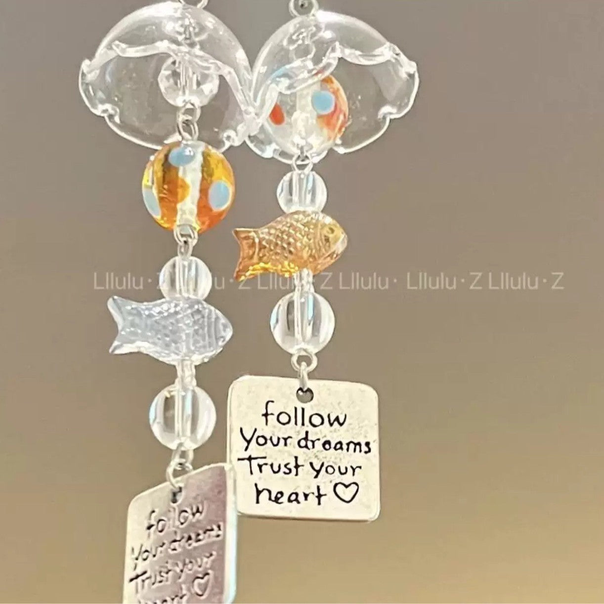 Wholesale Ins style goldfish wind chime phone case pendant