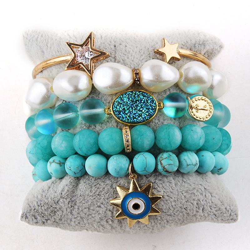 Wholesale natural stone crystal glass bead bracelet