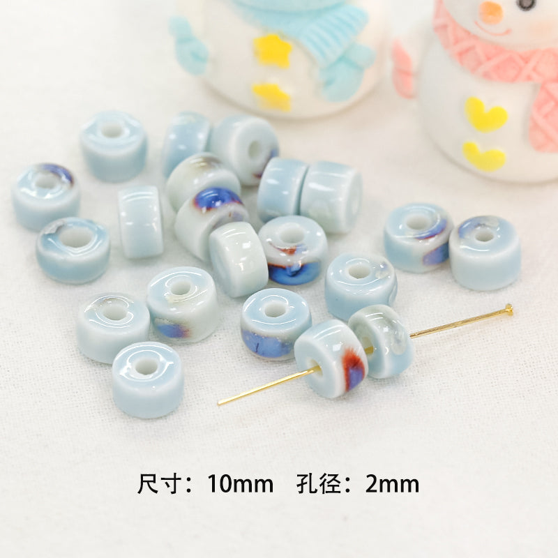 Al por mayor 30pcs japonés azul fresco cerámica linda acacia bean cordero cuentas