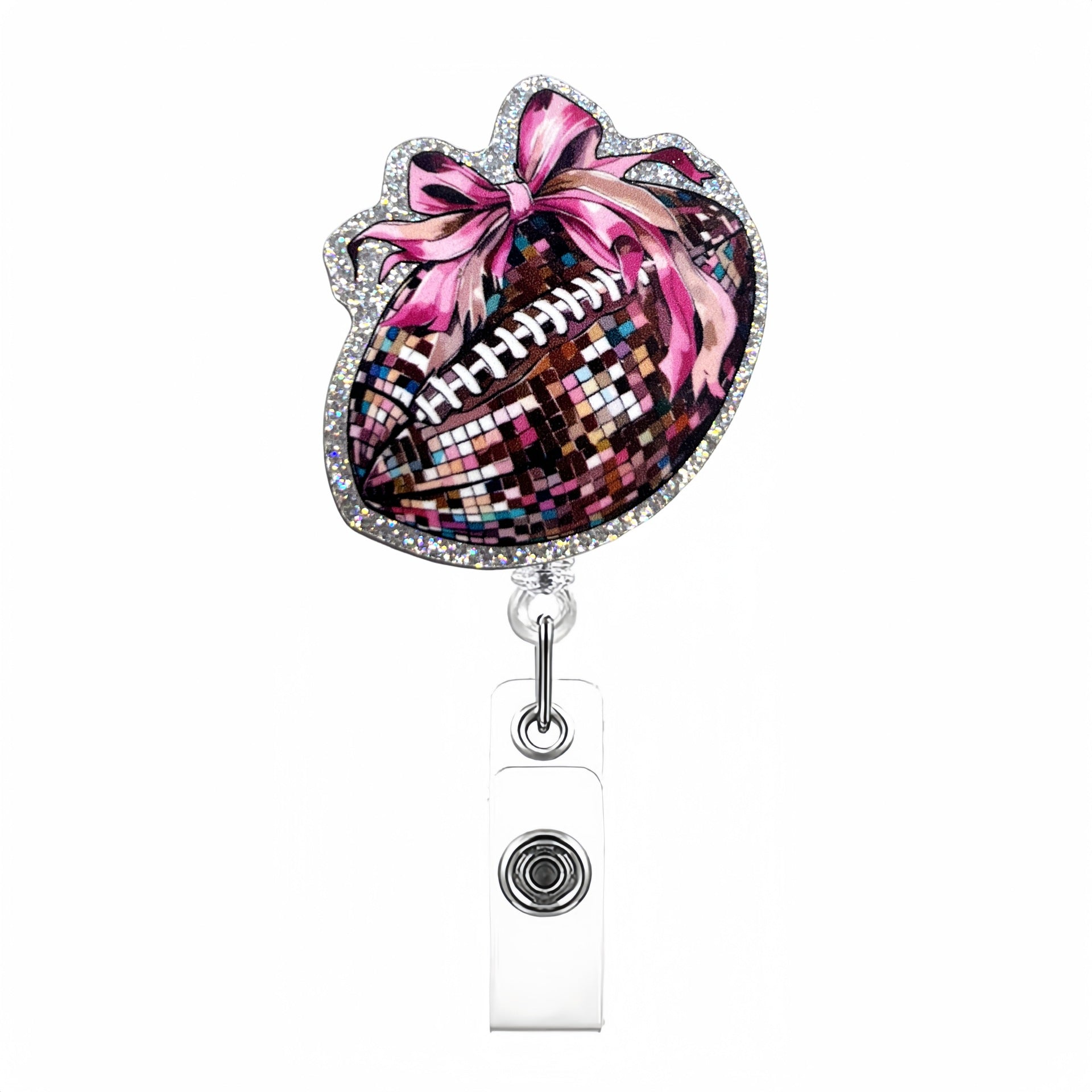 Wholesale Source New Creative Acrylic Glitter Medical Jesus Mother's Day Telescopic Badge Clip Easy Pull Buckle